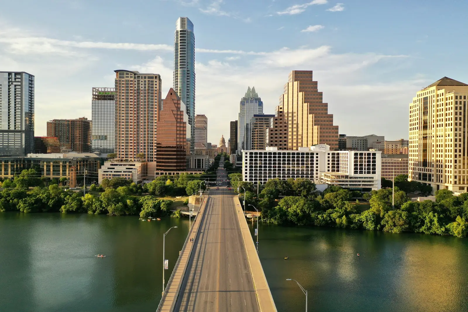City skyline across a river